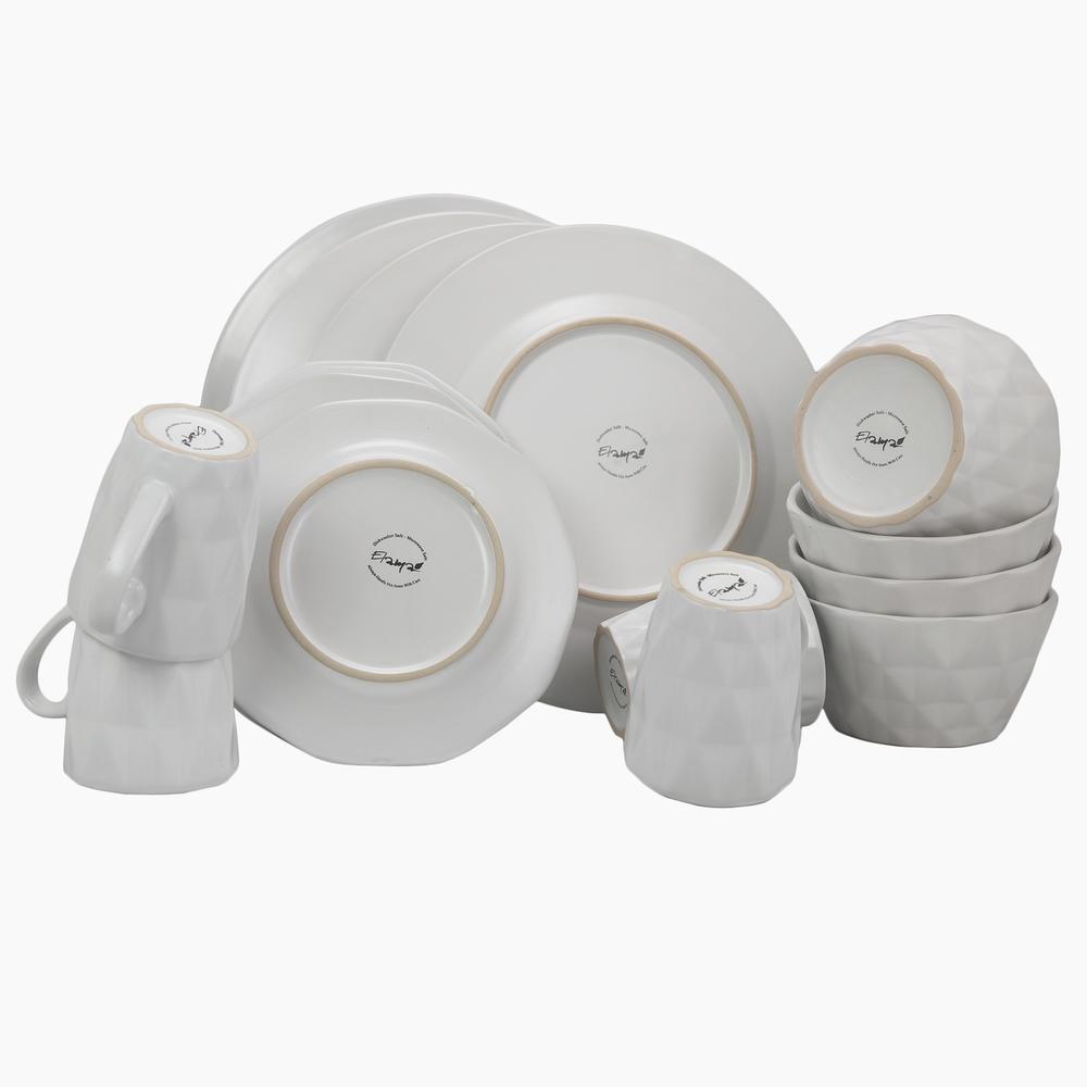 Elama Retro Chic 16-Piece Glazed Dinnerware Set in White