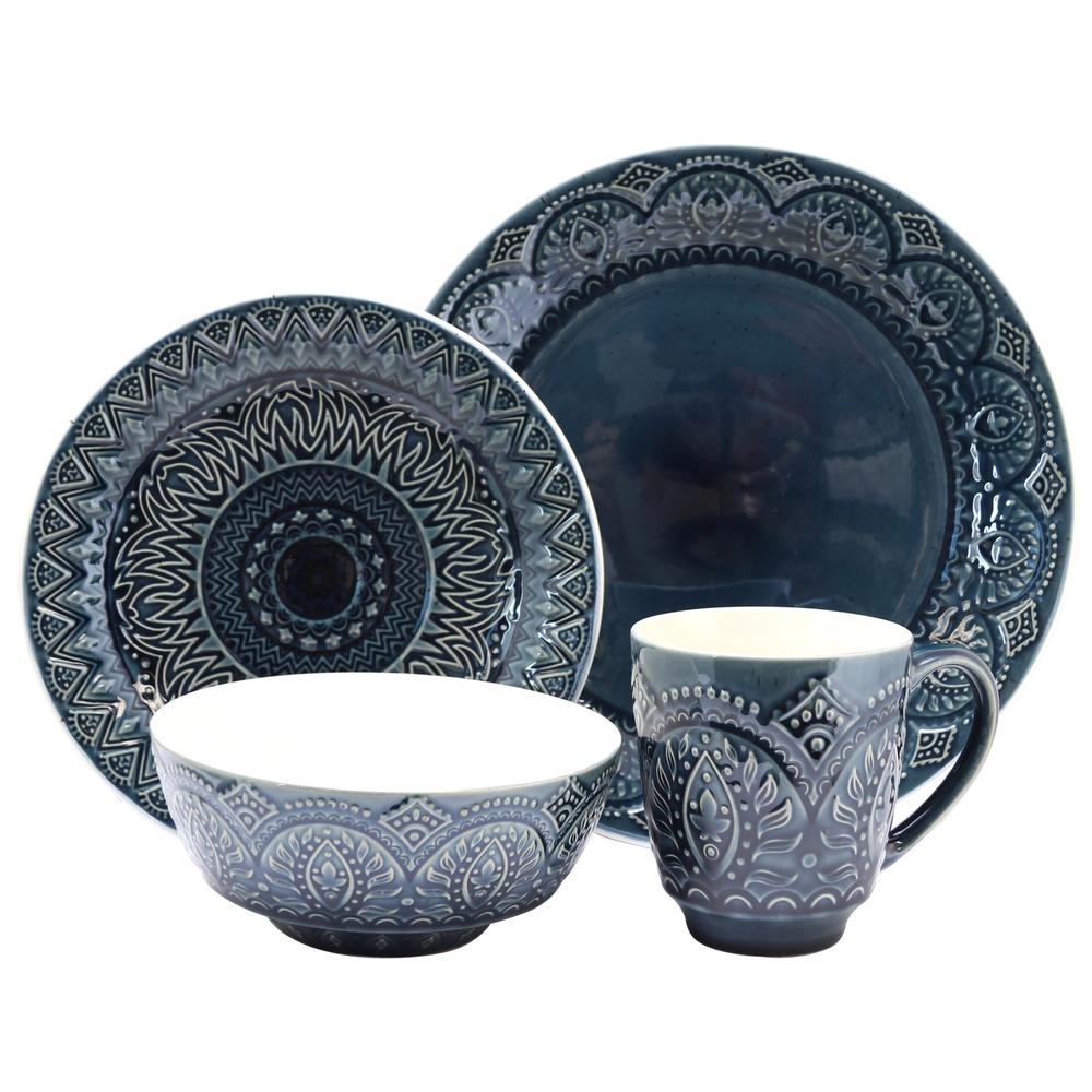 Elama Petra 16 Piece Stoneware Dinnerware Set