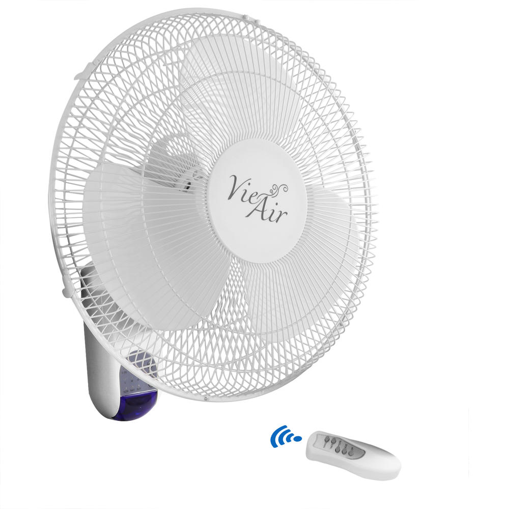 Vie Air 970109798M  16" Plastic Wall Fan With Remote Control, White