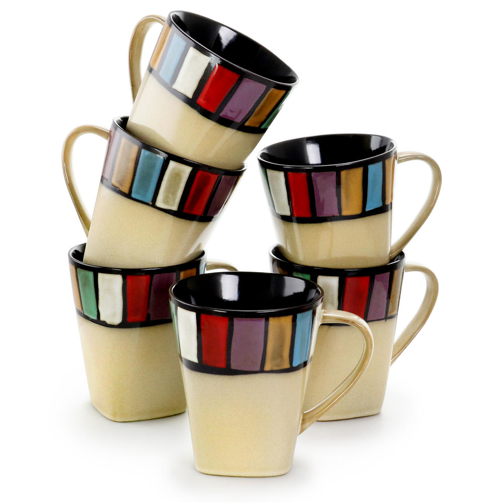 Elama  Melange 14 oz. Multicolored Stoneware Mugs, Set of 6