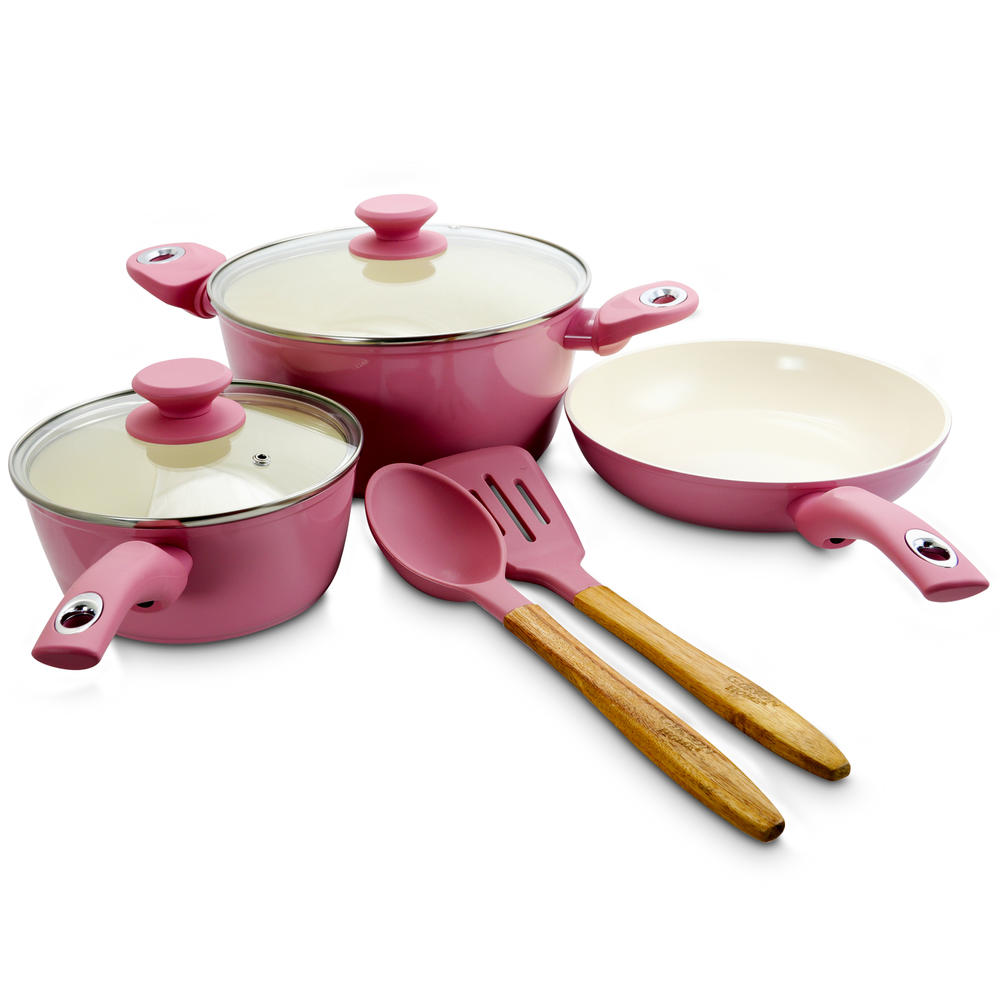 Gibson Home  Plaza Caf&#233; 7 Piece Aluminum Nonstick Cookware Set in Lavender
