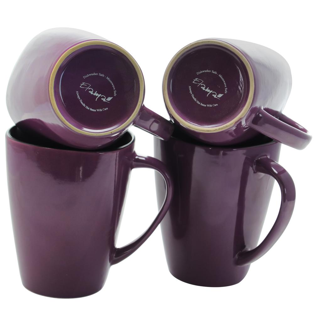 Elama  Mulberry 14 oz Stoneware Mugs in Purple, Set of 6