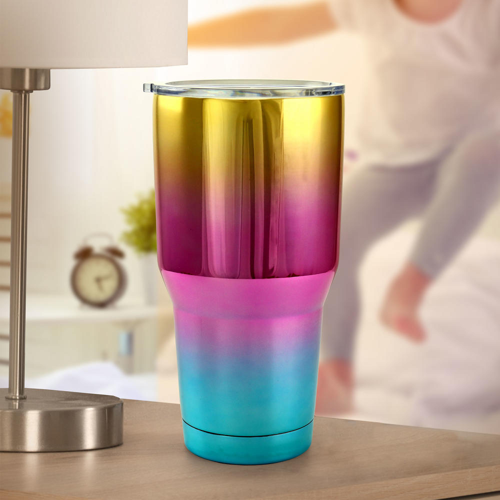Mr. Coffee Mr Coffee Lyanna 27 oz Stainless Steel Thermal Travel Tumbler in Rainbow Effect