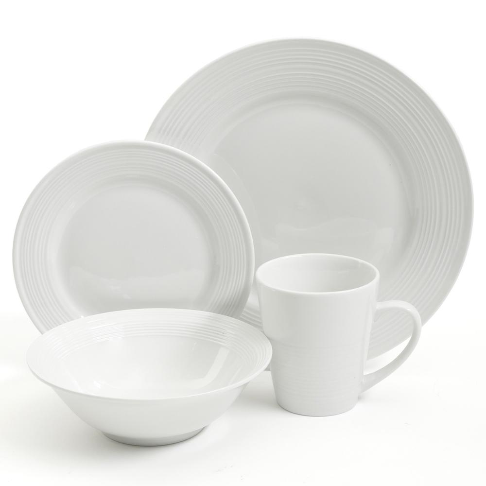 Gibson Home  16 pc Embossed Buffet Dinnerware Set in White