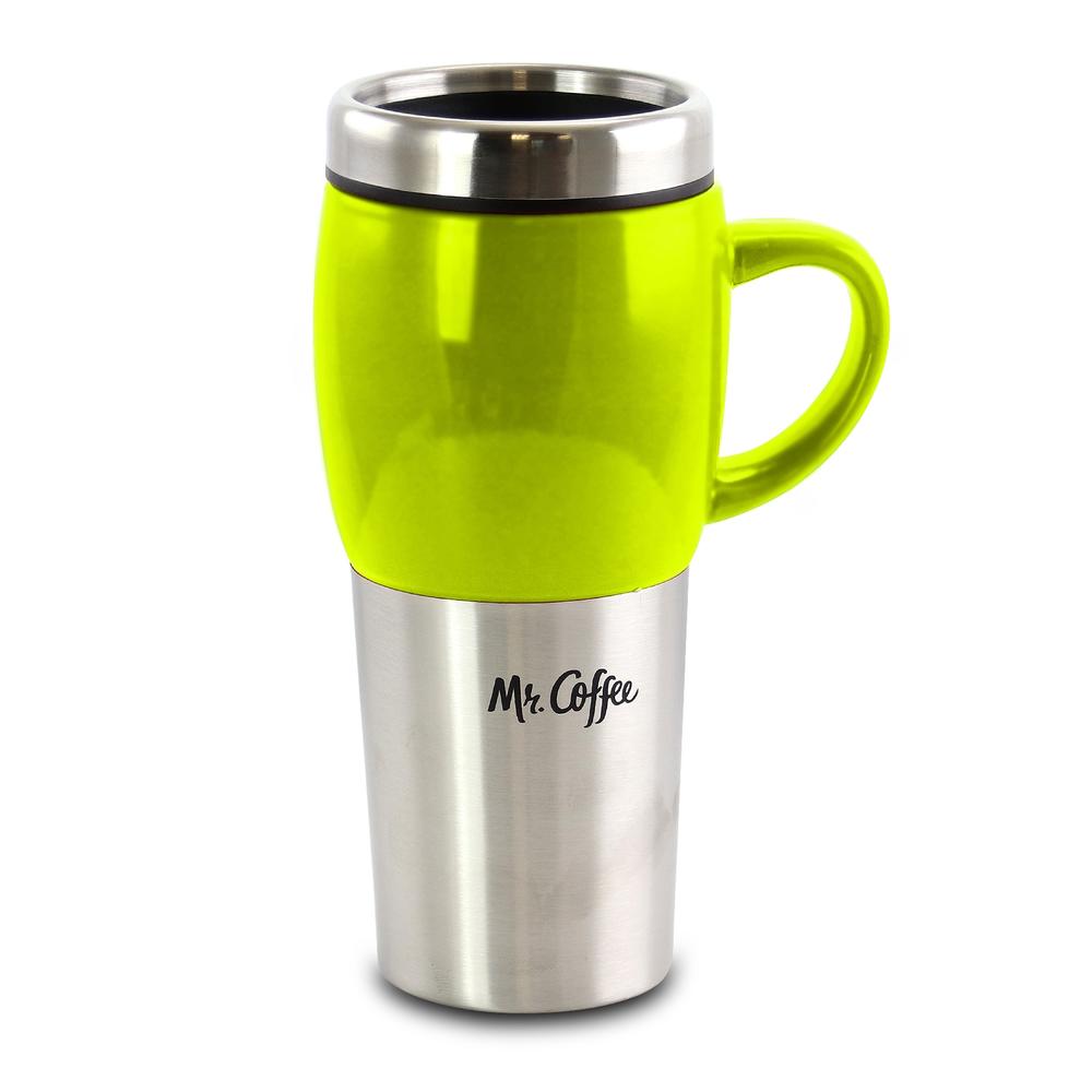 Mr. Coffee  Traverse 3 Piece 16 Ounce Stainless Steel and Ceramic Travel Mug and Lid in Red, Blue and Green
