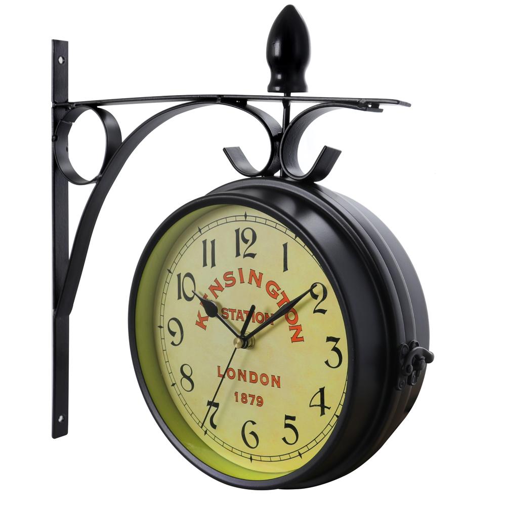 Bedford Clock Collection Bedford Double Sided Wall Clock Vintage Antique-Look Mount Station Clock