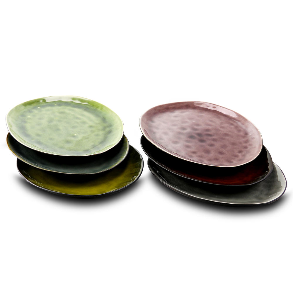Gibson  Leaf Shape 6 Piece 10.5 Inch Stoneware Dinner Plates in Assorted Colors