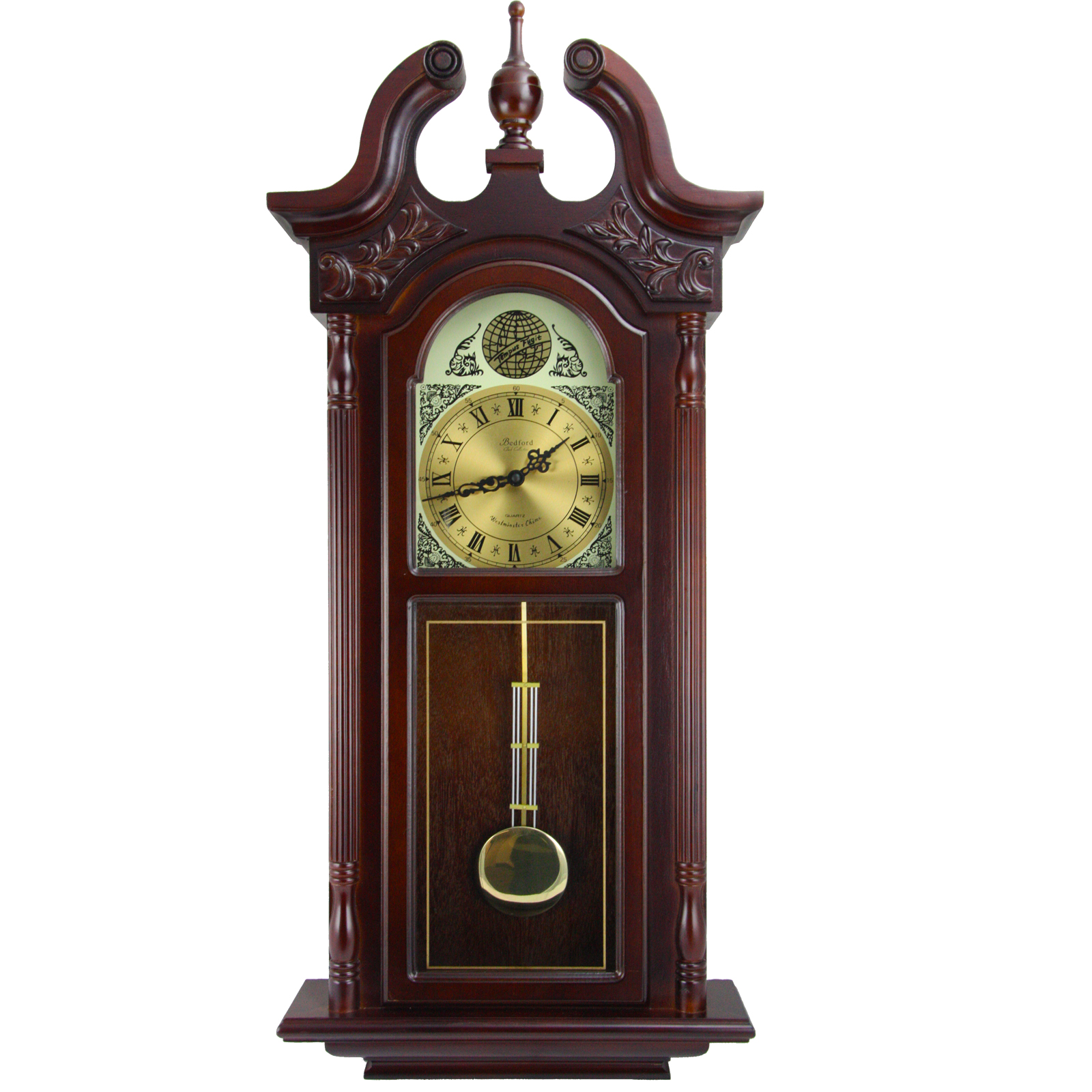 Bedford Clock Collection 38"Grand Antique Colonial Chiming Wall Clock