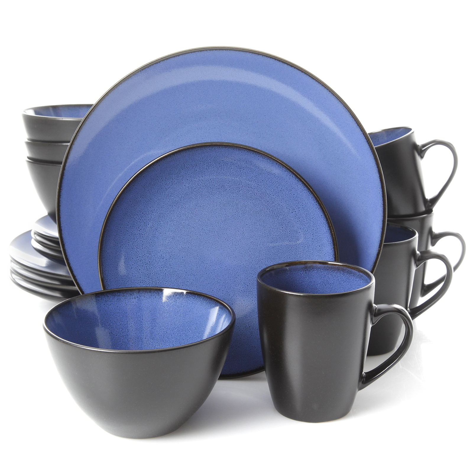 Gibson Soho Lounge Round 16 Piece Dinnerware Set, Blue