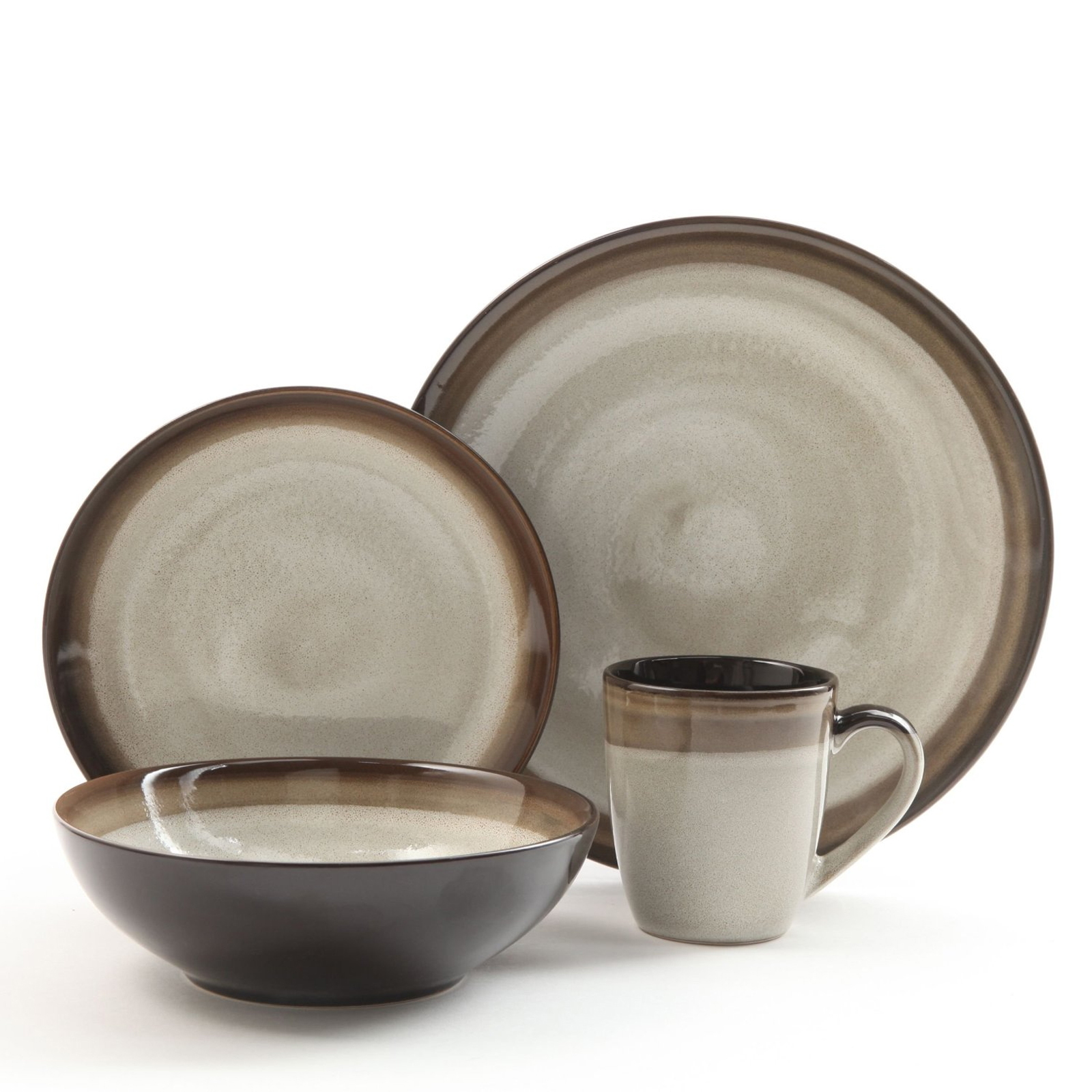 Gibson Couture Bands 16 Piece Dinnerware Set- Cream with ...