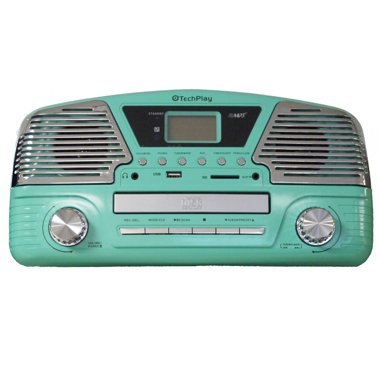 TechPlay 97096710M 3 Speed Turntable, Programmable MP3 CD Player, USB