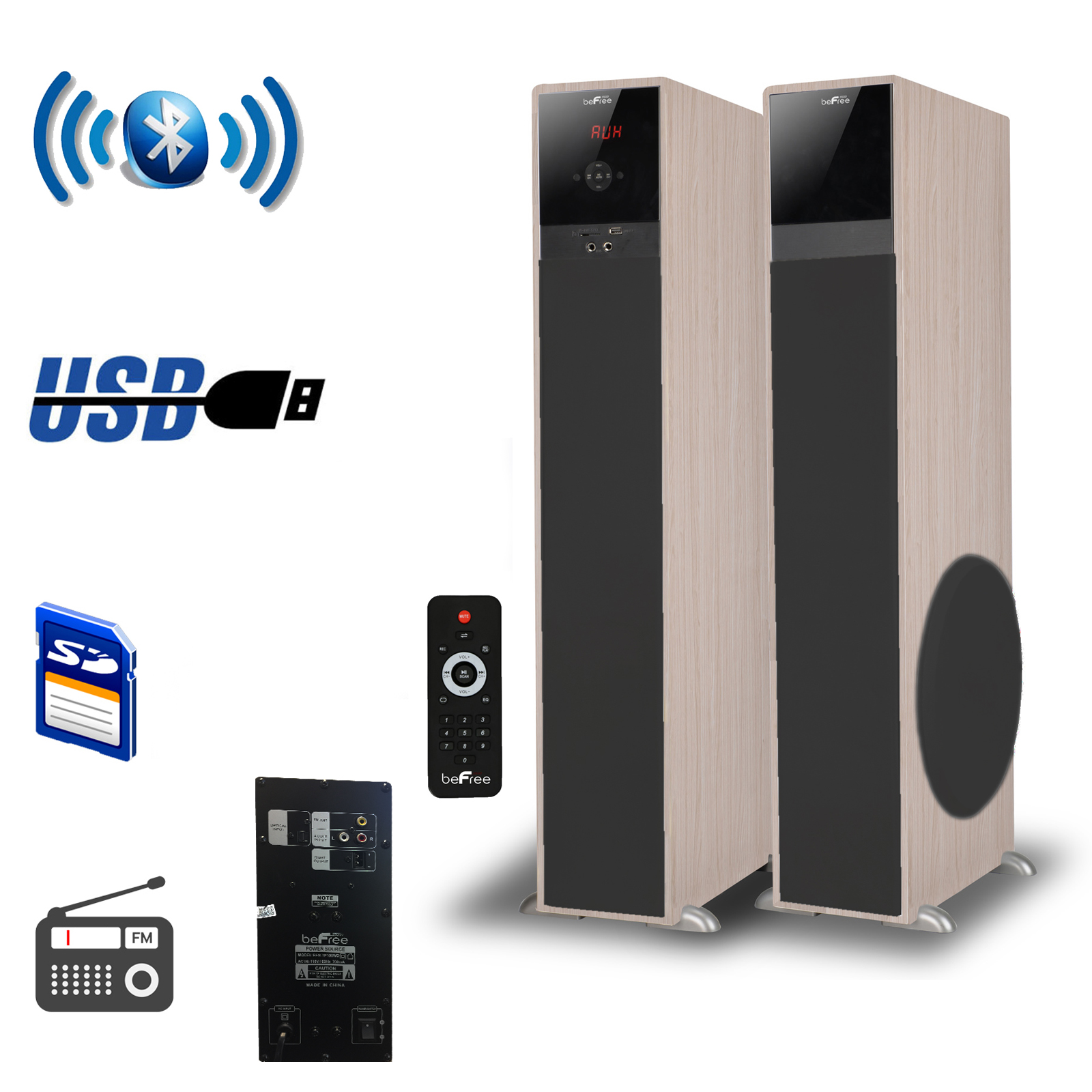 Befree Sound 97095899m 2 1 Channel Bluetooth Tower Speakers