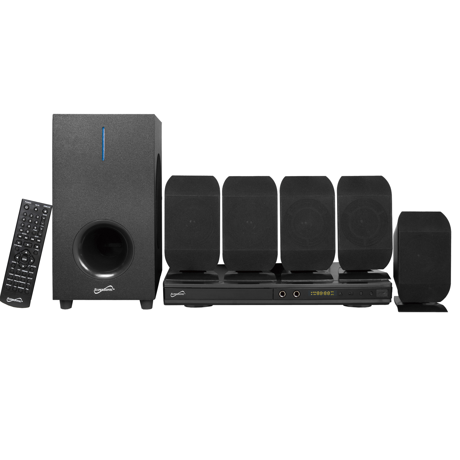 Supersonic 97095079M 5.1 Channel DVD Home Theater System with USB Input and Karaoke Function - Black