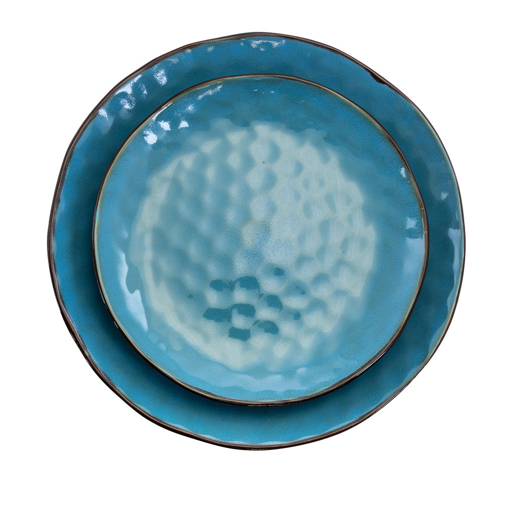 Elama  Sea Glass 16 Piece Round Stoneware Dinnerware Set in Turquoise