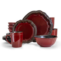 Elama Regency 16 Piece Dinnerware Set in Red