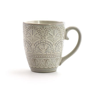 Elama 16-Piece White Scallop Stoneware Dinnerware Set – Service For 4 With Plates, Bowls & Mugs