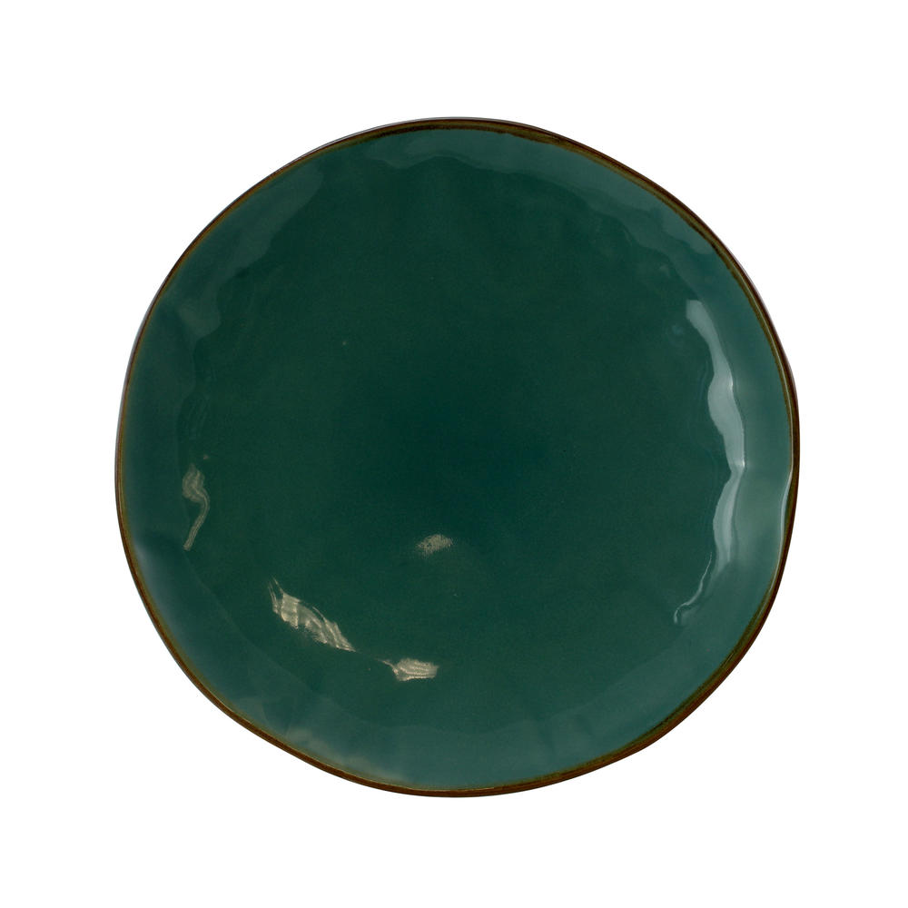 Elama  Caribbean Tide 16 Piece Round Stoneware Dinnerware Set in Green