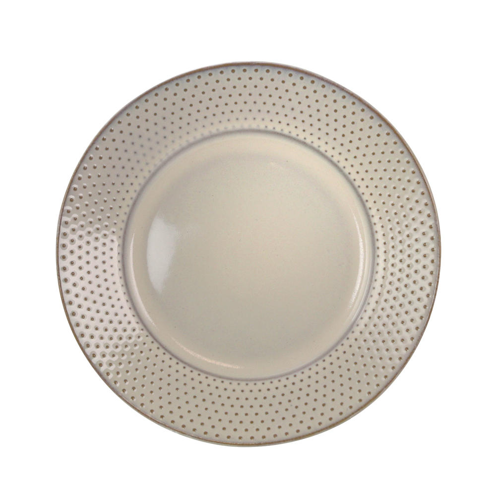 Elama  Market Finds 16 Piece Round Stoneware Dinnerware Set in Embossed White