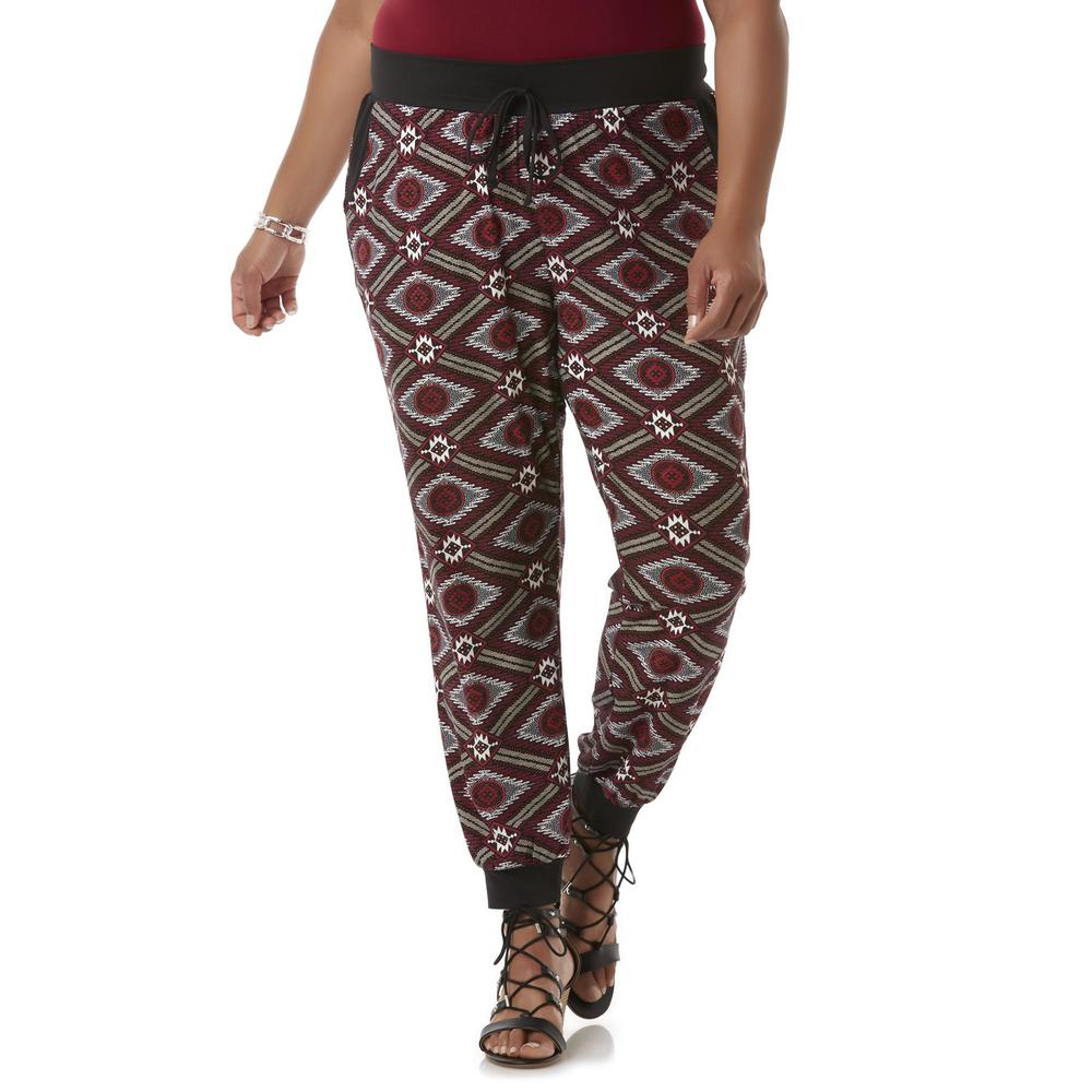 Simply Emma Women's Plus Jogger Pants - Tribal Print