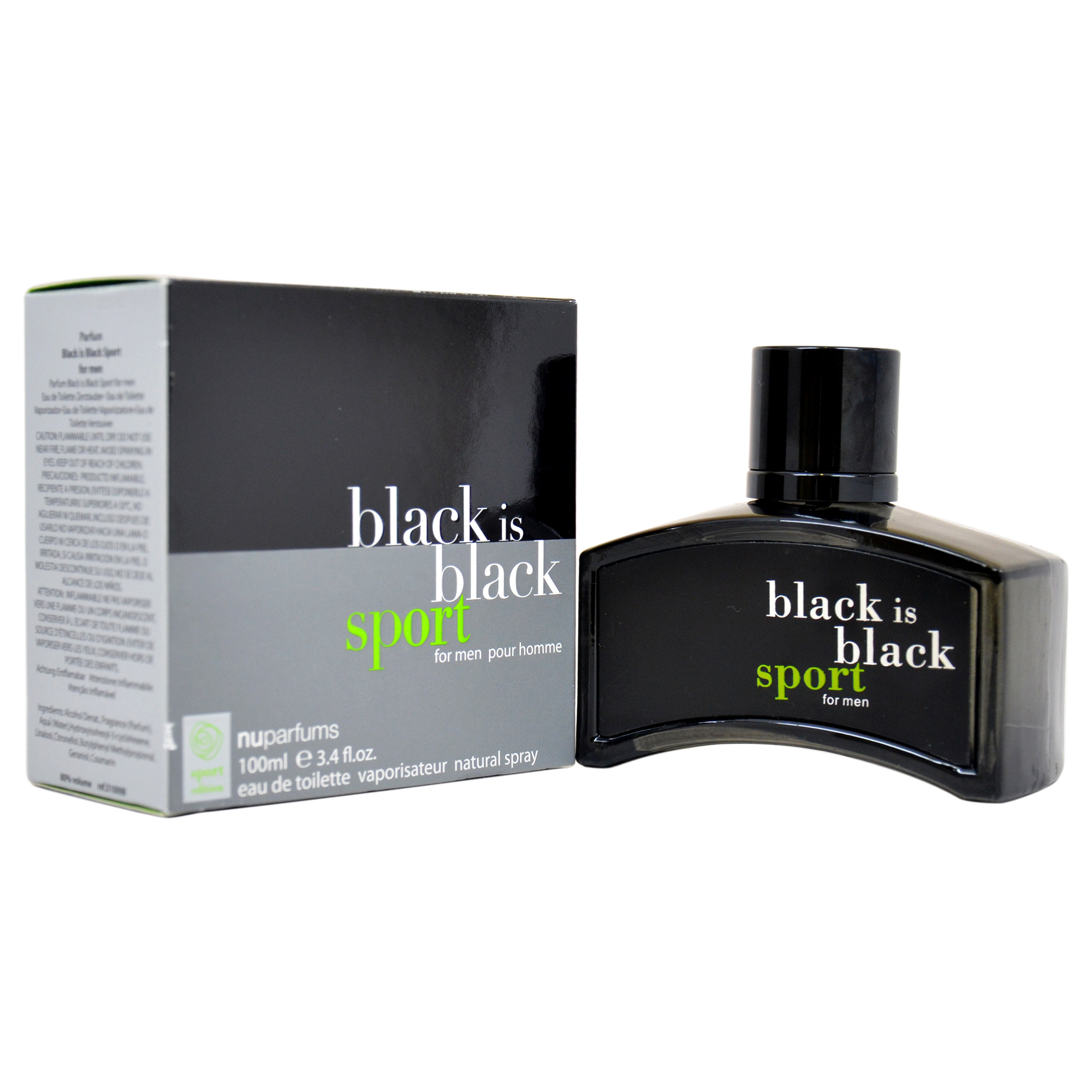 Black Is Black Sport by Nuparfums for Men - 3.4 oz EDT Spray