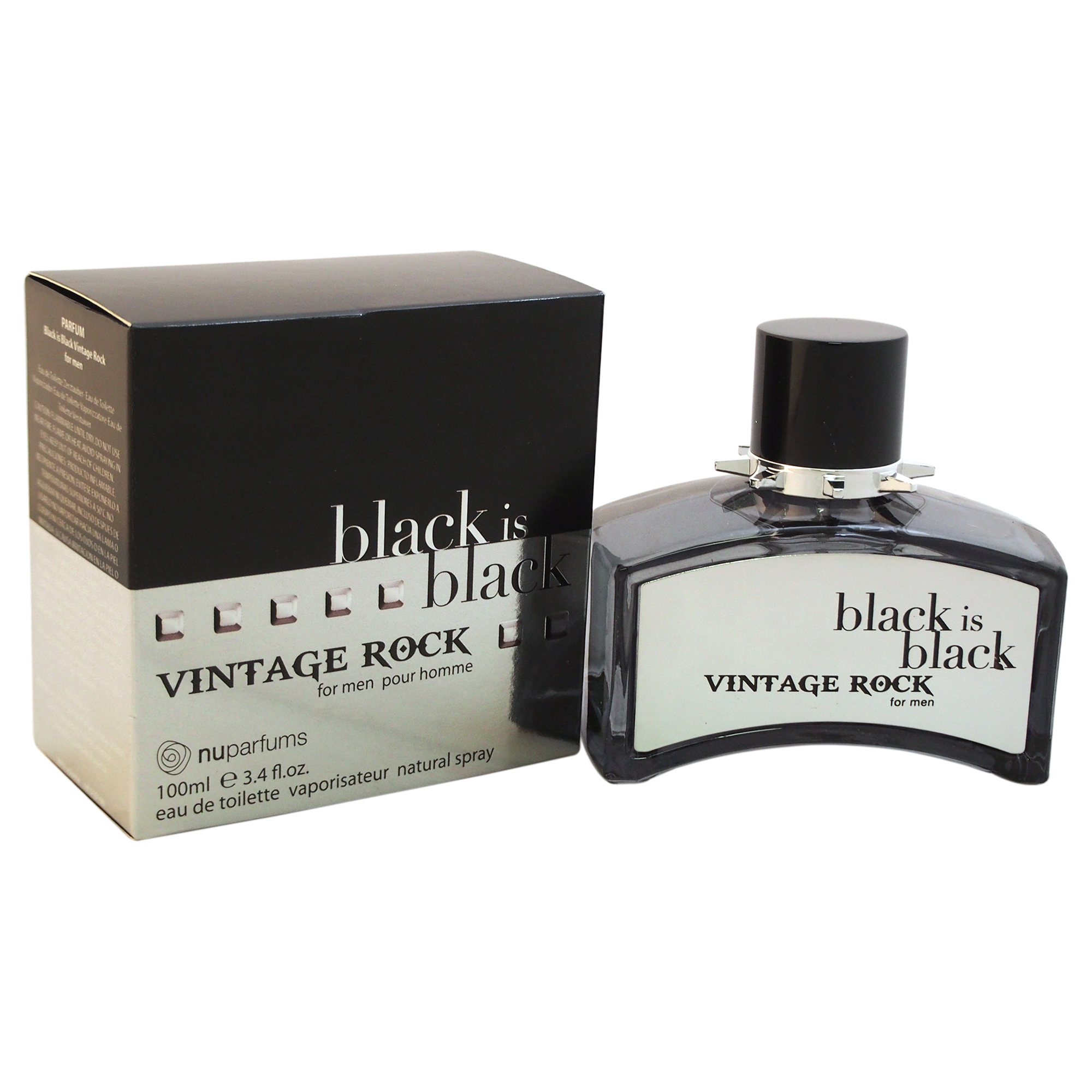 Black Is Black Vintage Rock by Nuparfums for Men - 3.4 oz EDT Spray