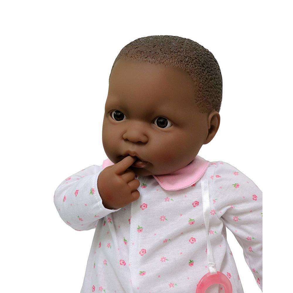 JC Toys La Baby Soft Body African American Baby Doll 20" in Pink baby outfit w/Pacifier