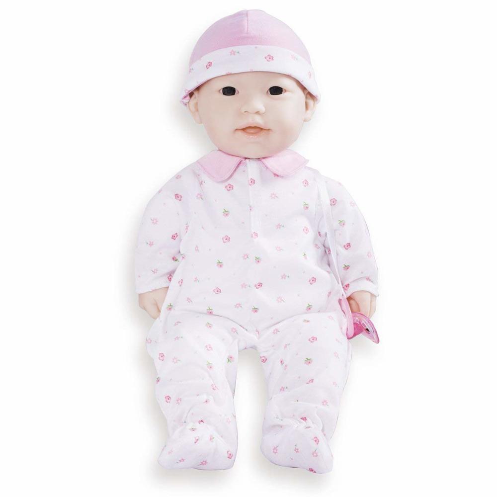 JC Toys La Baby Soft Body Asian Baby Doll 16" in Pink baby outfit w/Pacifier