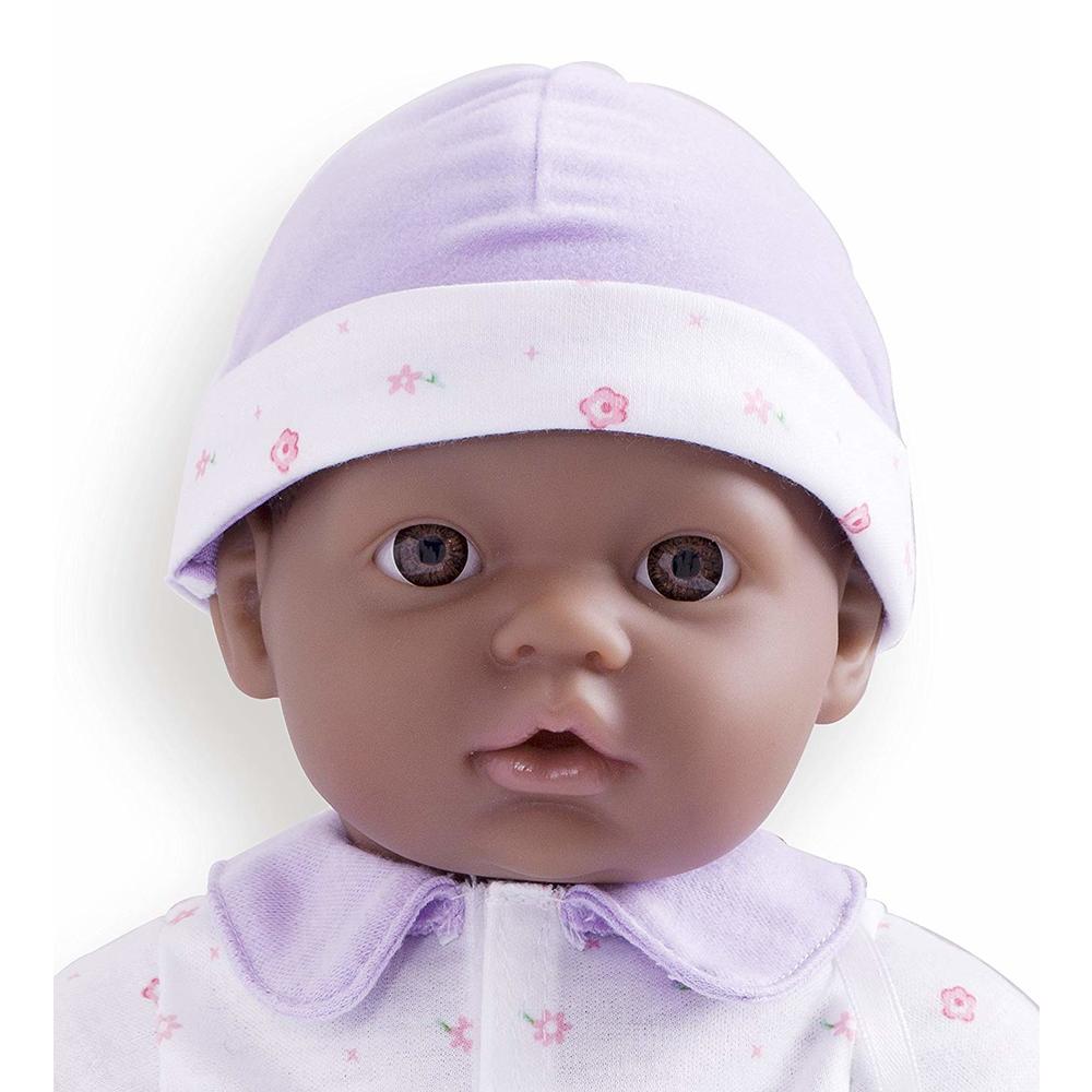 JC Toys La Baby Soft Body African American Baby Doll 16"in Purple outfit w/Pacifier