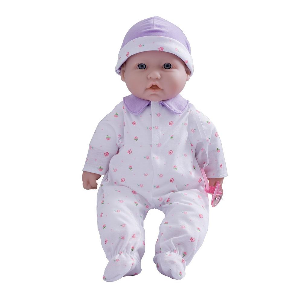 JC Toys La Baby Soft Body Baby Doll 16" in Purple baby outfit w/Pacifier