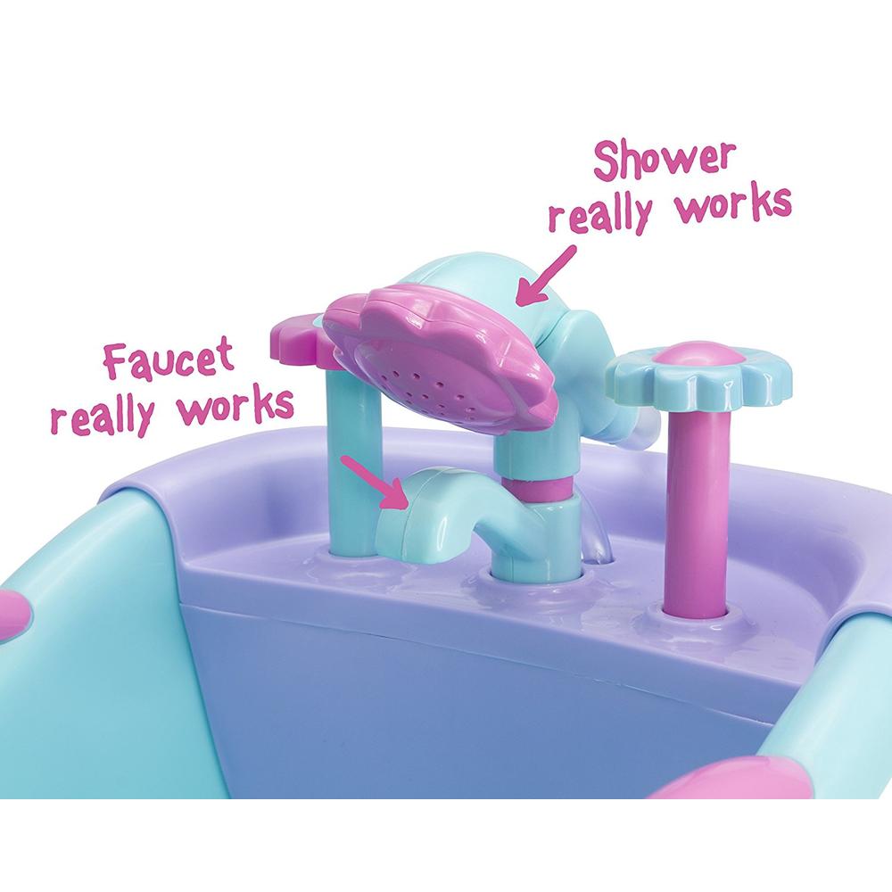 JC Toys For Keeps! Blue Bathtub&Accs Real Working Shower Fits Most Dolls Up to 16"