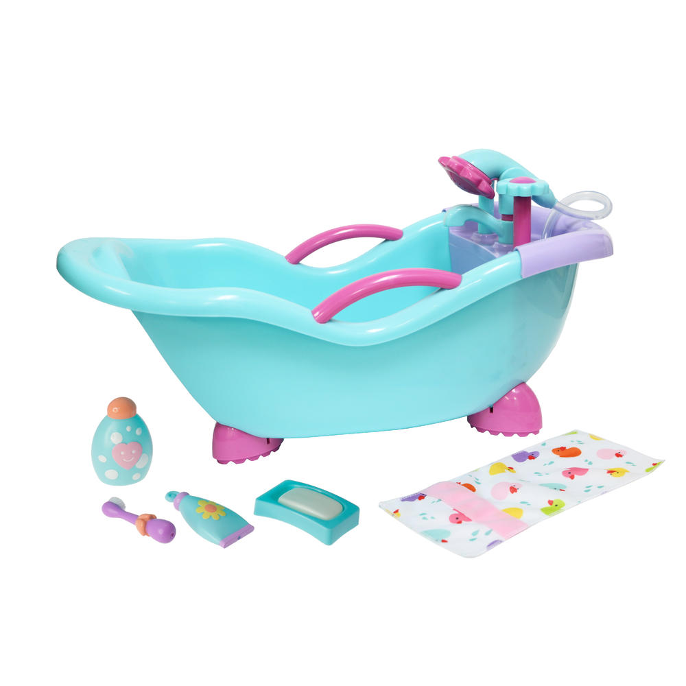 JC Toys For Keeps! Blue Bathtub&Accs Real Working Shower Fits Most Dolls Up to 16"