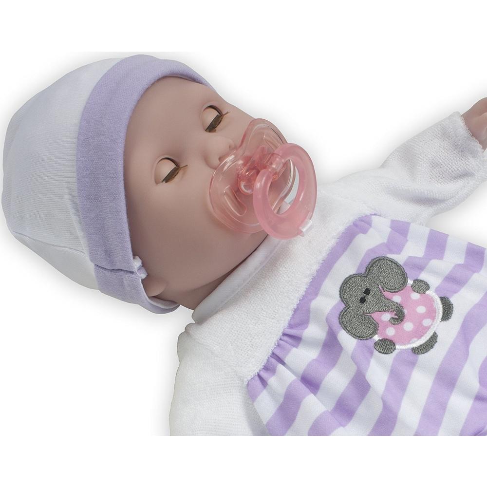 JC Toys Berenguer Boutique Soft Body Baby Doll 15" Open/Close Eyes w/Purple outfit