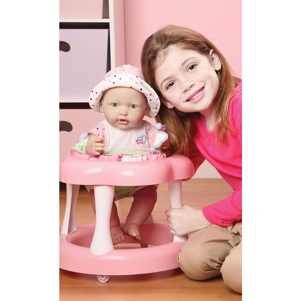 JC Toys For Keeps! Baby Doll Walker with play accessory for dolls up to 16"