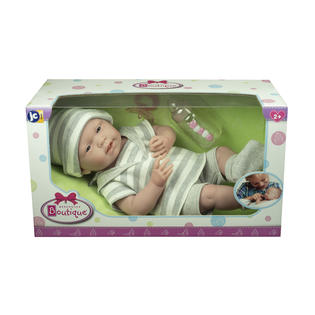 Jc Toys La Newborn Real Boy Baby Doll 15 All Vinyl In Grey Striped Outfit