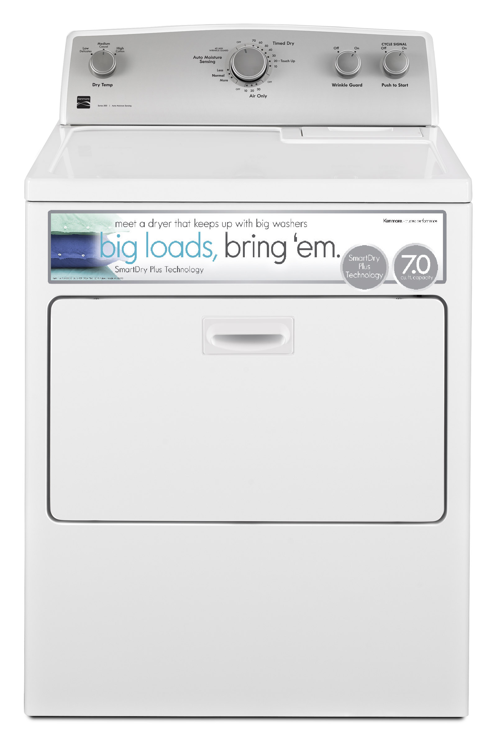 Kenmore 65132 Electric Dryer w/SmartDry Plus Technology - 7.0 cu. ft White