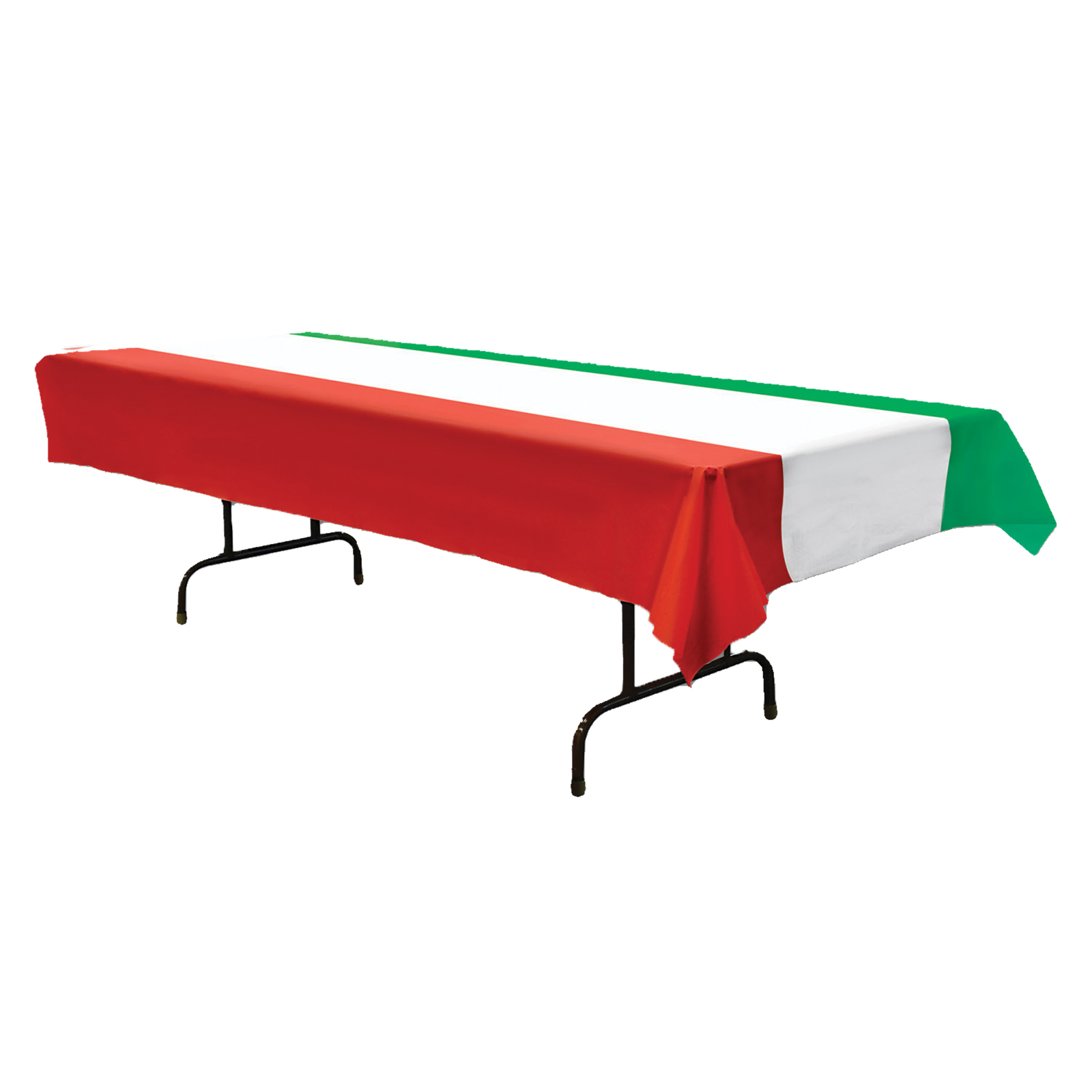 9' Red, White, and Green Striped Table Cover PEVA