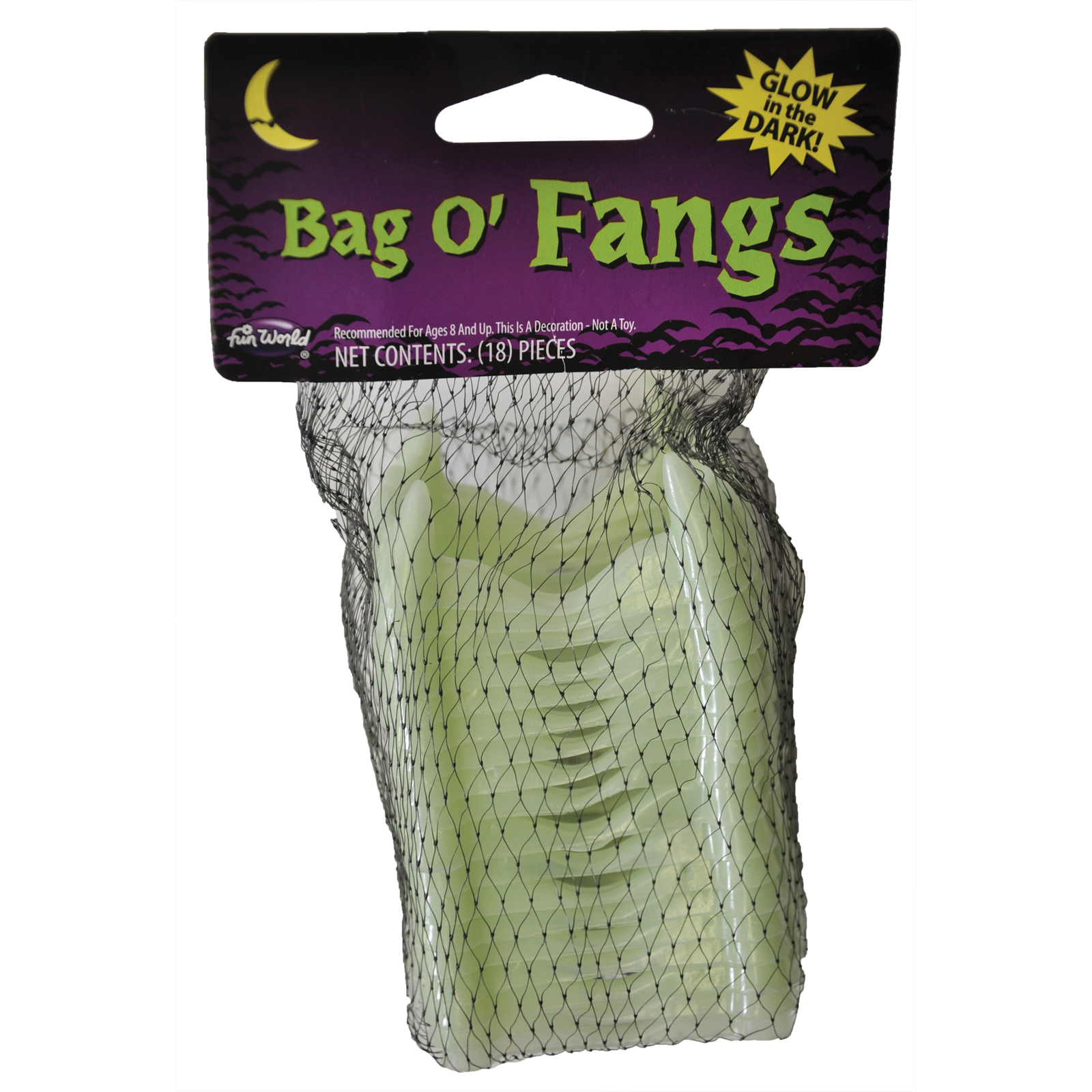 Fangs Glow In A Mesh Bag Costume Accessory, Size: One size Fangs Glow In A Mesh Bag Costume Accessory, Size: One size