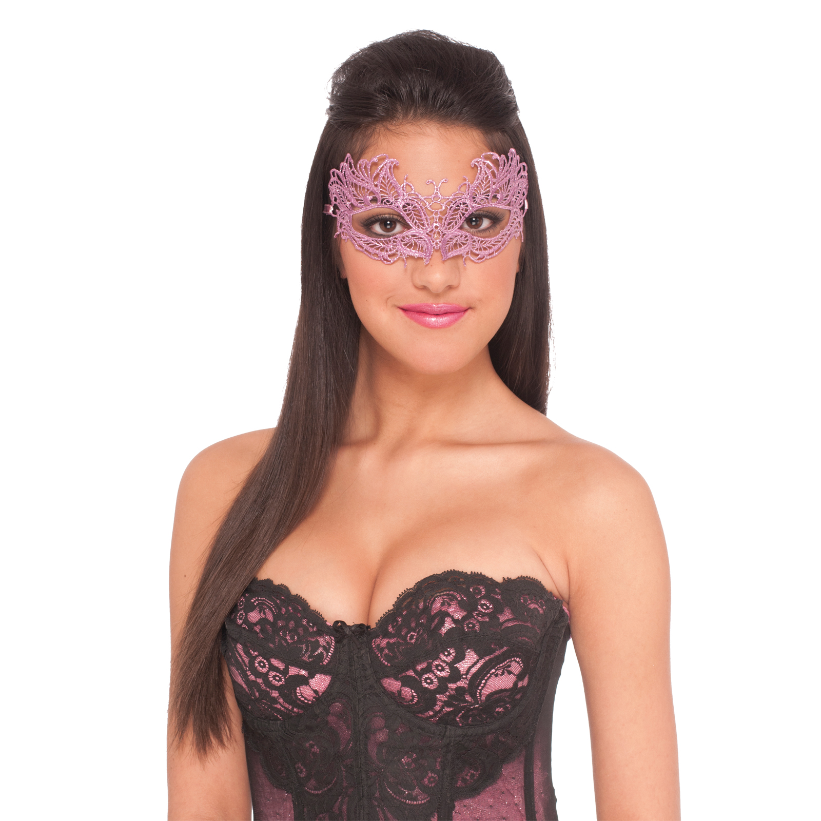 Lace Mask Pink Costume Accessory, Size: One size Lace Mask Pink Costume Accessory, Size: One size