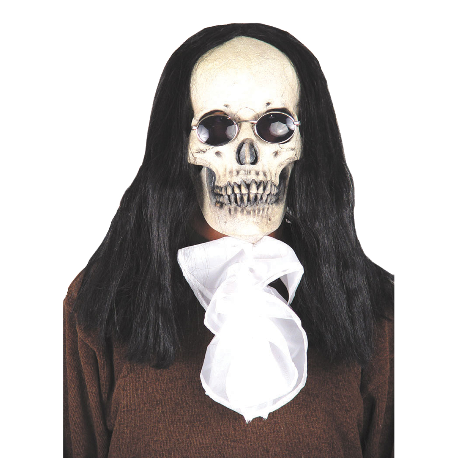 Goth Skull Deluxe Mask with Hair Costume Accessory