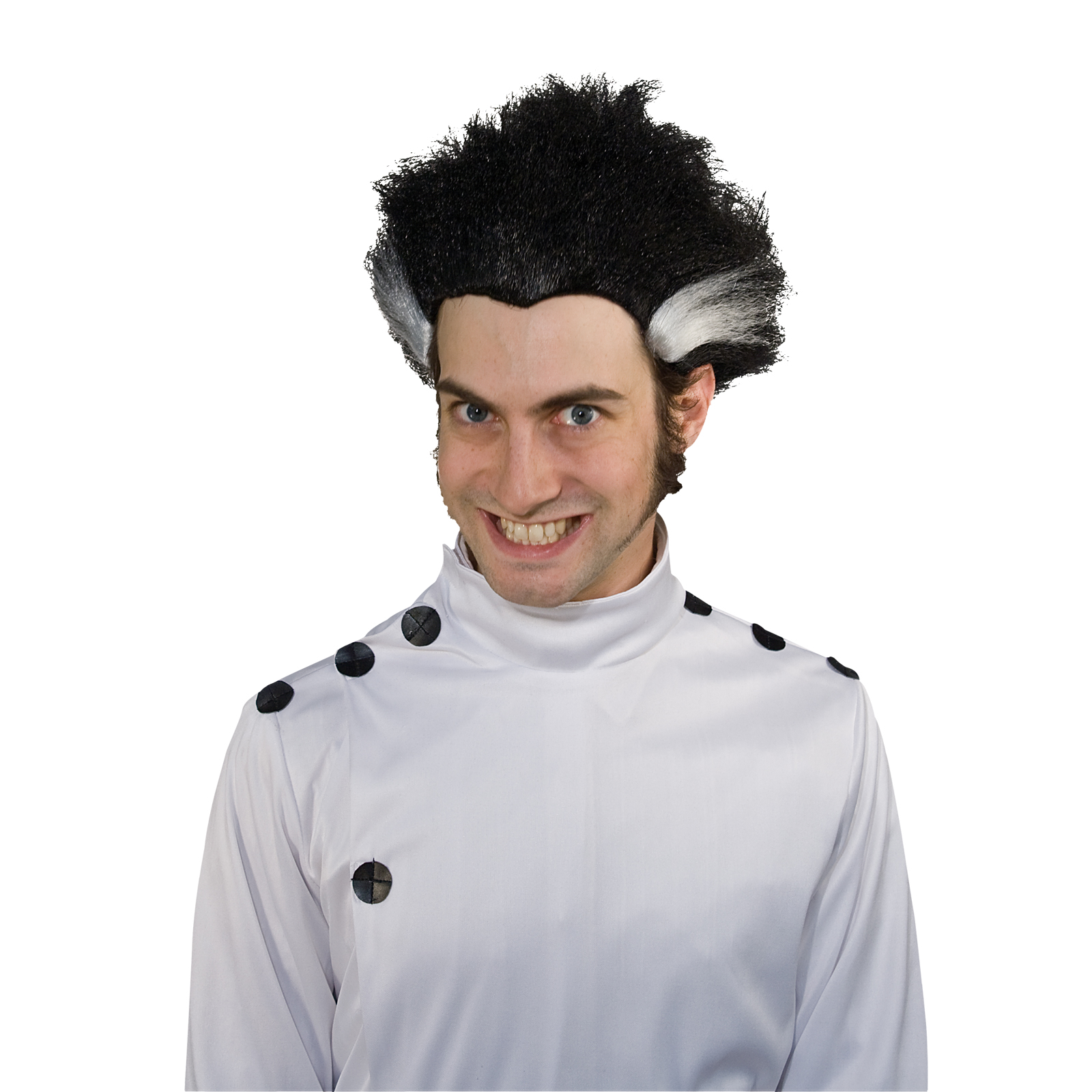 Mad Science Wig Black with White Stripe Costume Accessory