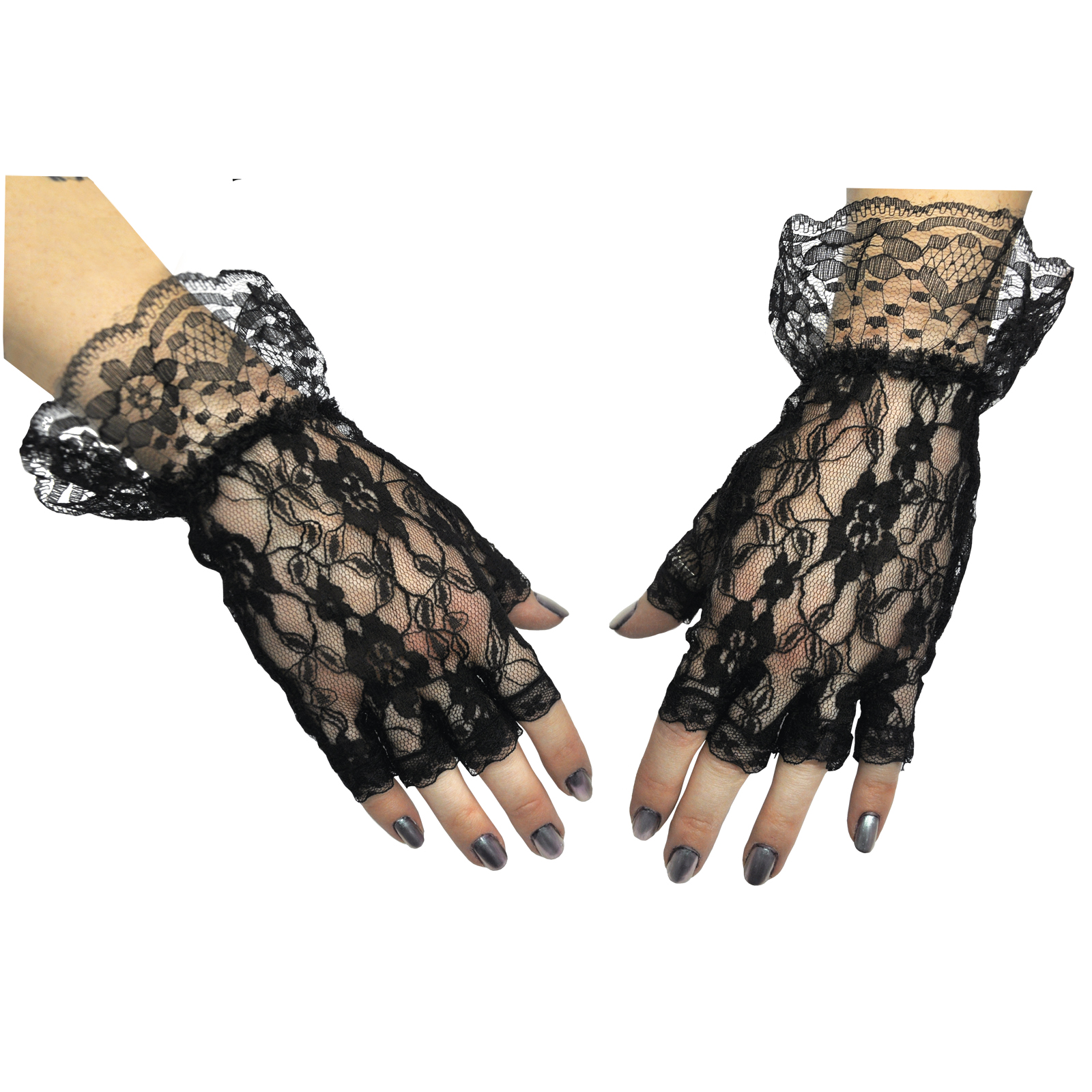 Gloves Black Fingerless 1 Size Costume Accessory