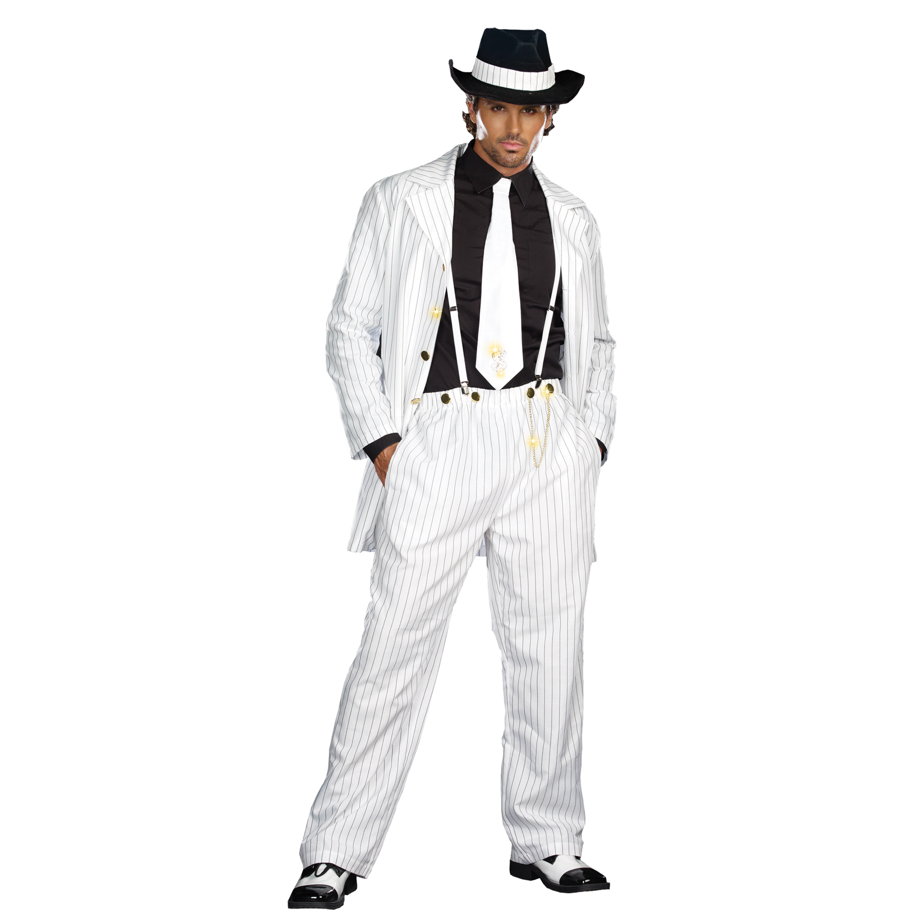 Men's White Pinstripe Zoot Suit Costume
