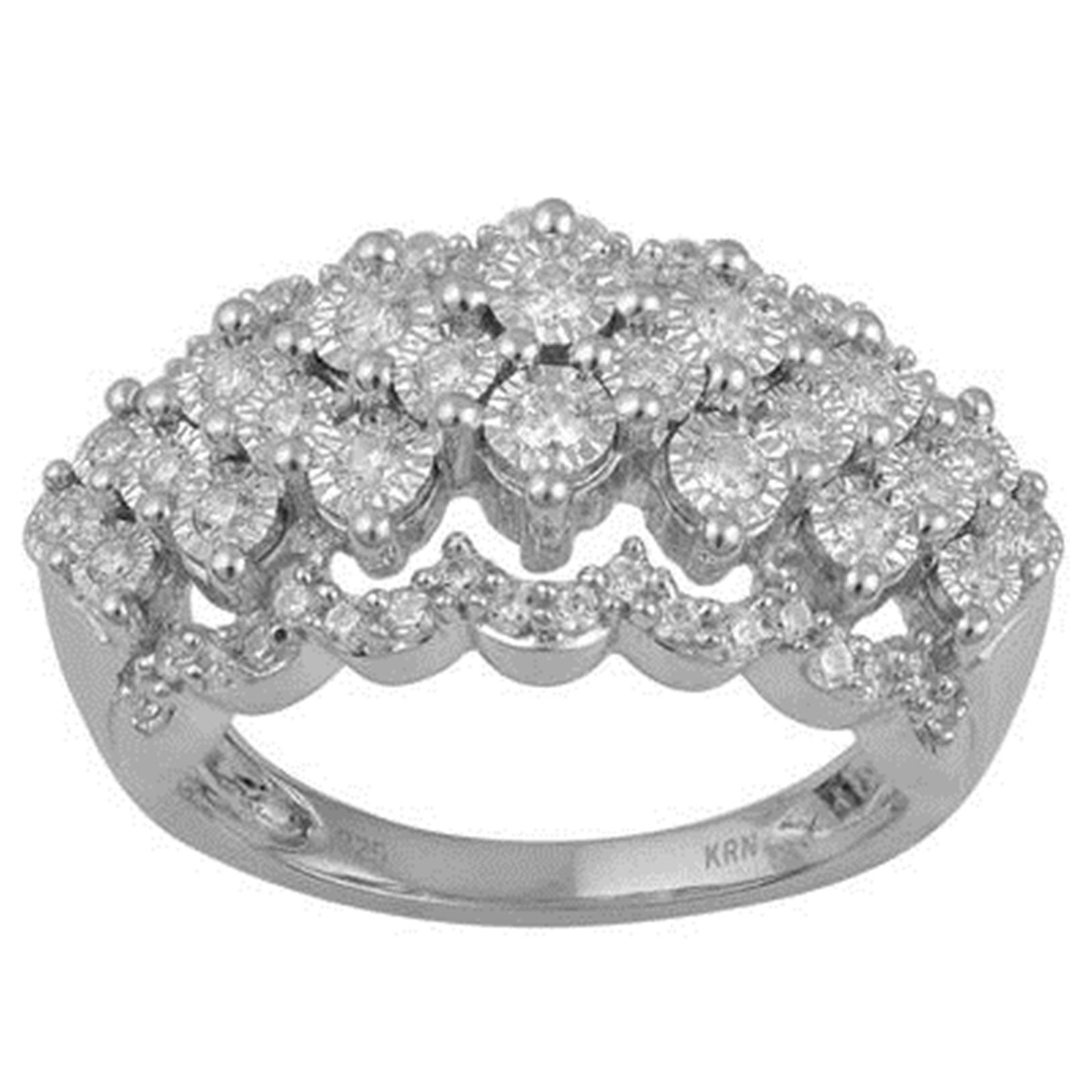 10K White Gold 1 CTTW Diamond Miracle Plate Pyramid Ring - Size 7