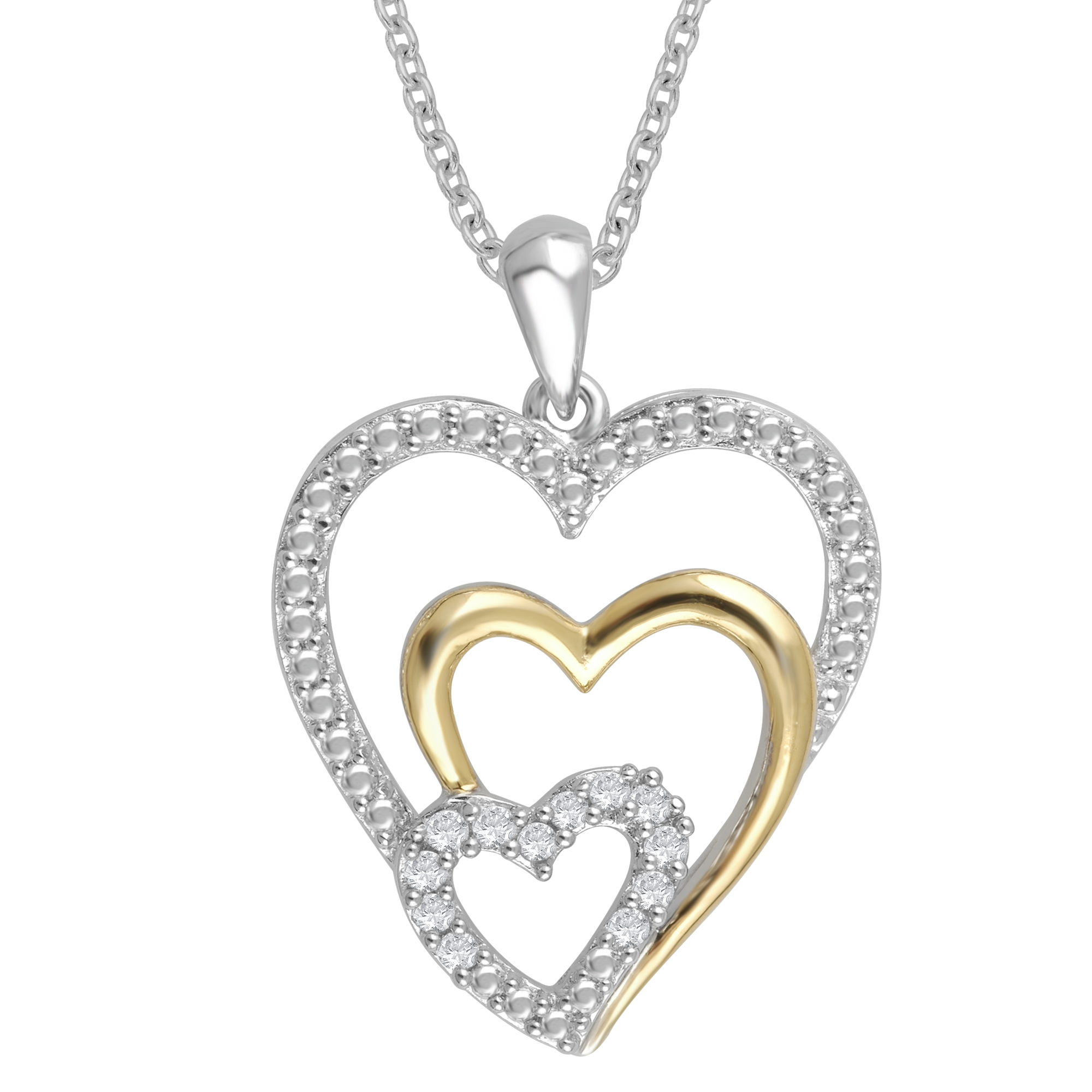 1/10 cttw. Diamond Two-Tone Sterling Silver Heart Necklace ...