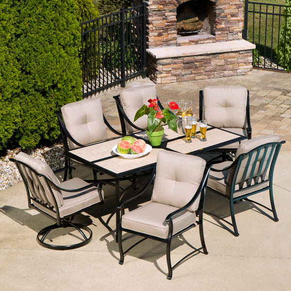 La Z Boy Outdoor Demer 7pc Emerson 7 Pc Dining Set Oatmeal American Freight Formerly Sears Outlet