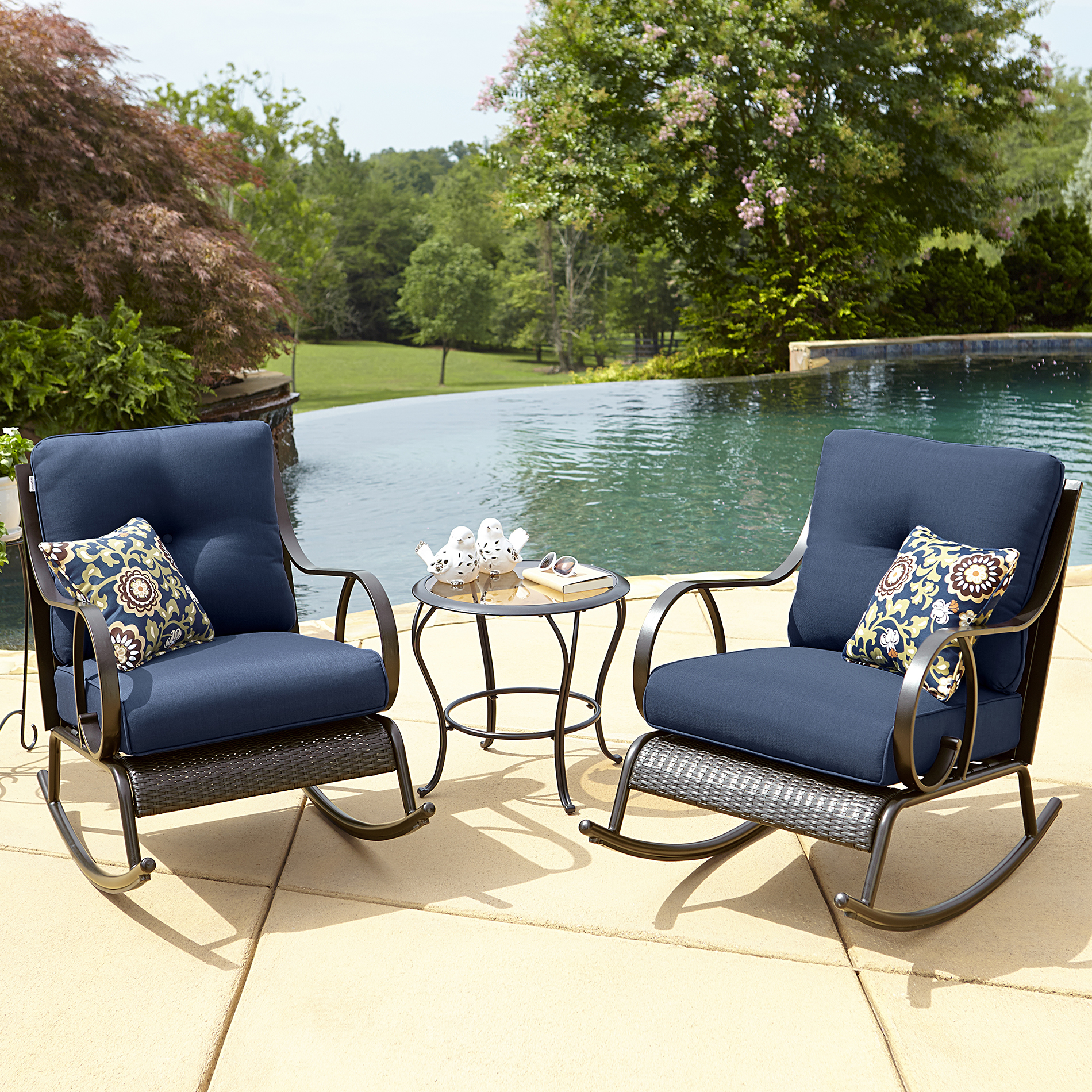 La Z Boy Outdoor Avery 3 Piece Bistro Rocking Chair Set In