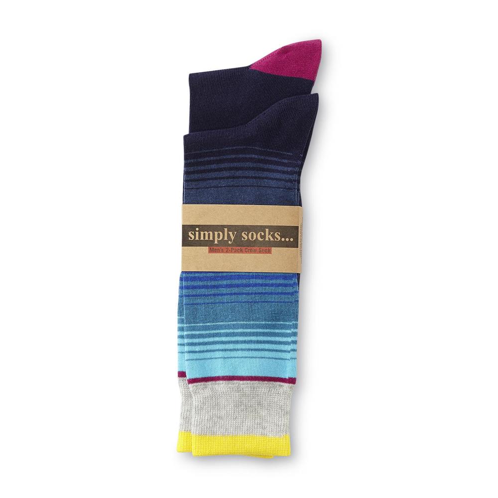 Simply Socks Men's 2-Pairs Crew Socks - Striped