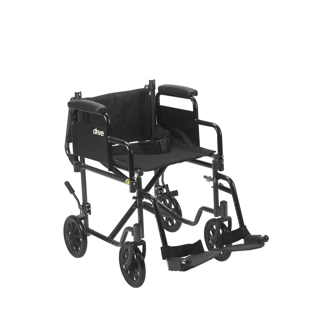 Drive Medical Lightweight Steel Transport Wheelchair with Detachable Desk Arms