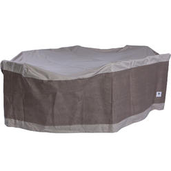 Duck Covers LTO09664 96 in. Duck Covers Elegant Rectangle Patio Table with Chairs Cover - Swiss Coffee