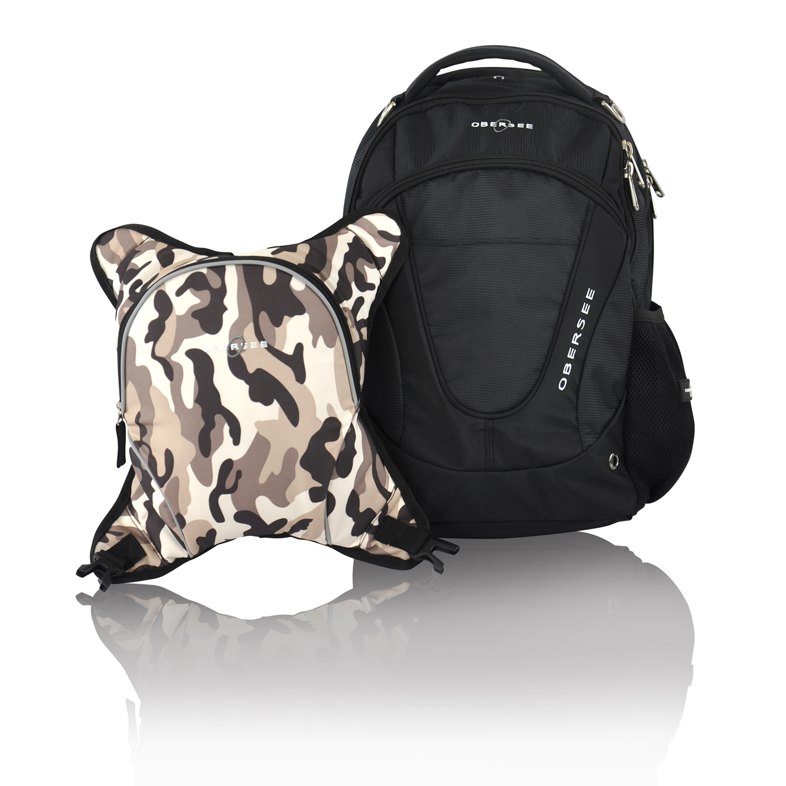 Obersee Oslo Diaper Bag Backpack with Detachable Cooler, Black/Camo, Multi-Colored Obersee Oslo Diaper Bag Backpack with Detachable Cooler, Black/Camo, Multi-Colored